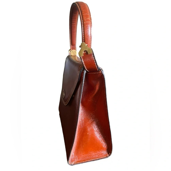 Bally Vintage Brown Leather Top Handle Purse with Strap Made in Italy - Picture 3 of 13